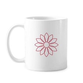 Dıythinker 350 ml Line Lotus Çiçeği Bitki Çiçek Klasik Kupa Beyaz Çömlekçilik Seramik Kupa