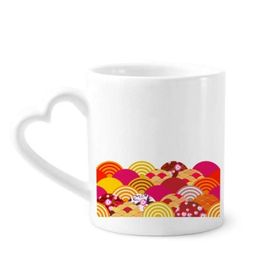 Dıythinker 350 ml Line Sakura Desenli Geometri Kupaları Seramik Kupa
