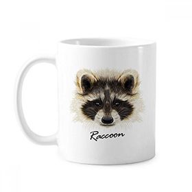 Dıythinker 350 ml Little Mischievousrengi Rakun Hayvan Klasik Beyaz Çömlek Seramik Saplı Kupa