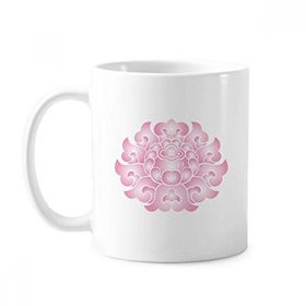 Dıythinker 350 ml Lotus Çiçeği Bitki Çiçek Pembe Klasik Kupa Beyaz Çömlekçilik Seramik Kupa