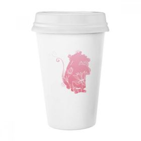 Dıythinker 350 ml Lotus Çiçeği Fare Bitki Çiçek Klasik Kupa Beyaz Çömlekçilik Seramik Kupa
