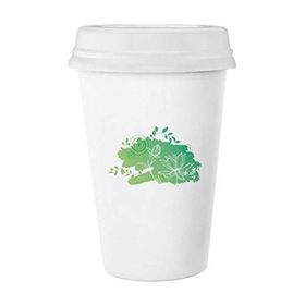 Dıythinker 350 ml Lotus Çiçeği Kurbağa Yaprakları Bitki Çiçek Klasik Kupa Beyaz Çömlekçilik Seramik Kupa
