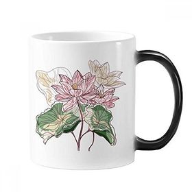 Dıythinker 350 ml Lotus Çiçeği Nilüfer Kökü Suluboya Bitki Değiştiren Renk Kupa