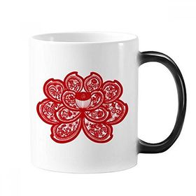 Dıythinker 350 ml Lotus Çin Zodyak Kağıt Kesim Çiçek Hayvan Değiştiren Renk Kupa