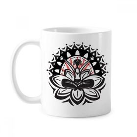 Dıythinker 350 ml Lotus Silüeti Meksika Meksika Klasik Beyaz Çömlek Seramik Saplı Kupa