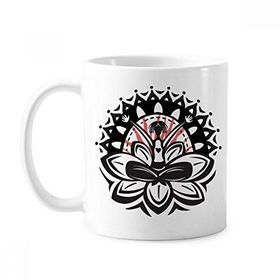 Dıythinker 350 ml Lotus Silüeti Meksika Meksika Klasik Beyaz Çömlek Seramik Saplı Kupa