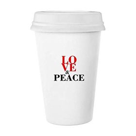 Dıythinker 350 ml Love And Peace World No War Klasik Kupa Beyaz Çömlekçilik Seramik Kupa