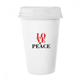 Dıythinker 350 ml Love And Peace World No War Klasik Kupa Beyaz Çömlekçilik Seramik Kupa