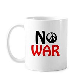 Dıythinker 350 ml Love Peace World No War Klasik Beyaz Çömlekçilik Seramik Saplı Kupa