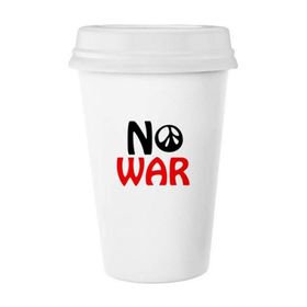 Dıythinker 350 ml Love Peace World No War Klasik Kupa Beyaz Çömlekçilik Seramik Kupa