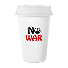 Dıythinker 350 ml Love Peace World No War Klasik Kupa Beyaz Çömlekçilik Seramik Kupa
