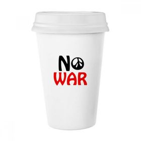 Dıythinker 350 ml Love Peace World No War Klasik Kupa Beyaz Çömlekçilik Seramik Kupa