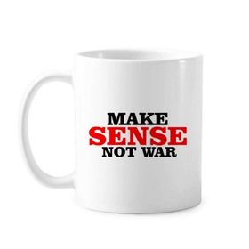 Dıythinker 350 ml Make Sense Not War Love Peace World Klasik Beyaz Çömlekçilik Seramik Saplı Kupa