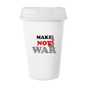 Dıythinker 350 ml Make Sense Not War Love Peace World Klasik Kupa Beyaz Çömlekçilik Seramik Kupa