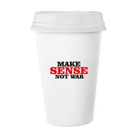 Dıythinker 350 ml Make Sense Not War Love Peace World Klasik Kupa Beyaz Çömlekçilik Seramik Kupa