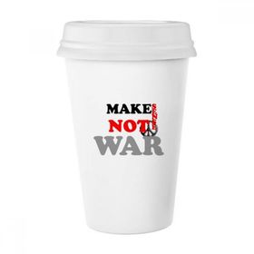 Dıythinker 350 ml Make Sense Not War Love Peace World Klasik Kupa Beyaz Çömlekçilik Seramik Kupa