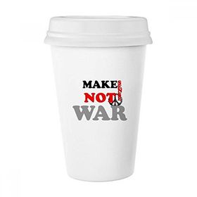 Dıythinker 350 ml Make Sense Not War Love Peace World Klasik Kupa Beyaz Çömlekçilik Seramik Kupa