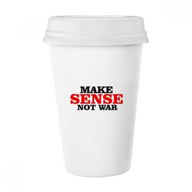 Dıythinker 350 ml Make Sense Not War Love Peace World Klasik Kupa Beyaz Çömlekçilik Seramik Kupa