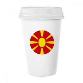 Dıythinker 350 ml Makedonya Avrupa Ulusal Amblem Klasik Kupa Beyaz Çömlekçilik Seramik Kupa