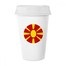 Dıythinker 350 ml Makedonya Avrupa Ulusal Amblem Klasik Kupa Beyaz Çömlekçilik Seramik Kupa