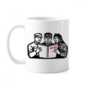 Dıythinker 350 ml Mao Zedong Anthology Çin Asker Klasik Beyaz Çömlek Seramik Saplı Kupa