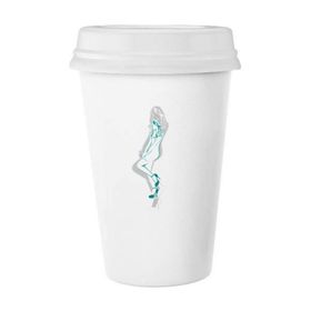 Dıythinker 350 ml Mavi Dolgun Güzellik Kadın Klasik Kupa Beyaz Çömlekçilik Seramik Kupa