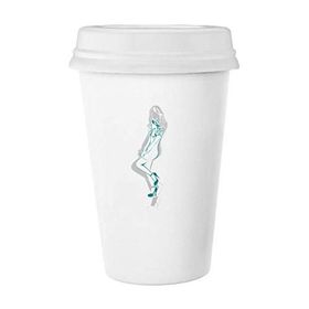 Dıythinker 350 ml Mavi Dolgun Güzellik Kadın Klasik Kupa Beyaz Çömlekçilik Seramik Kupa