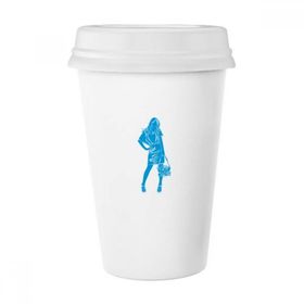 Dıythinker 350 ml Mavi Moda Güzel Kadın Klasik Kupa