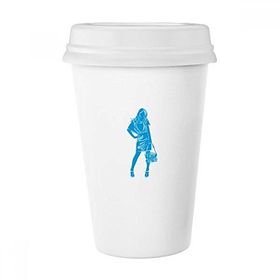 Dıythinker 350 ml Mavi Moda Güzel Kadın Klasik Kupa