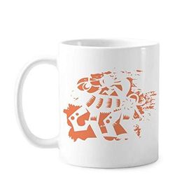 Dıythinker 350 ml Maymun Yılı Hayvan Çin Zodyak Boya Fırçası Kupa Beyaz Seramik Kupa