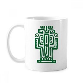 Dıythinker 350 ml Meksika Totems Meksika Antik Uygarlık Çöl Kaktüs Klasik Beyaz Çömlek Seramik Saplı Kupa
