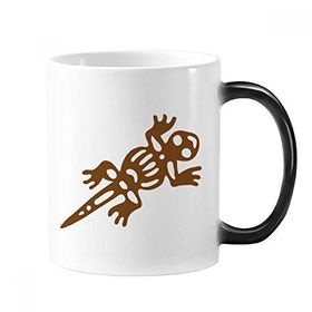 Dıythinker 350 ml Meksika Totems Meksika Gecko Kertenkele Antik Medeniyet Değiştirme Isıya Duyarlı Değişen Renk Kupa