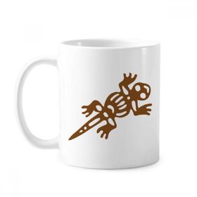 Dıythinker 350 ml Meksika Totems Meksika Gecko Kertenkele Antik Medeniyet Klasik Beyaz Çömlek Seramik Saplı Kupa