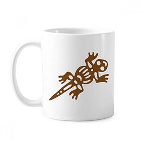 Dıythinker 350 ml Meksika Totems Meksika Gecko Kertenkele Antik Medeniyet Klasik Beyaz Çömlek Seramik Saplı Kupa