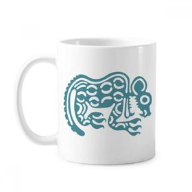 Dıythinker 350 ml Meksika Totems Meksika Hayvan Antik Medeniyet Klasik Beyaz Çömlek Seramik Saplı Kupa