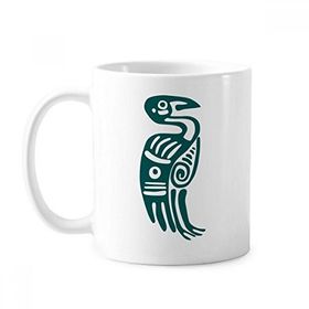 Dıythinker 350 ml Meksika Totems Meksika Kartalı Antik Medeniyet Kuş Klasik Beyaz Çömlek Seramik Saplı Kupa