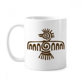 Dıythinker 350 ml Meksika Totems Meksika Kel Kartalı Antik Medeniyet Klasik Beyaz Çömlek Seramik Saplı Kupa