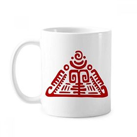 Dıythinker 350 ml Meksika Totems Meksika Piramit Antik Medeniyet Klasik Beyaz Çömlek Seramik Saplı Kupa