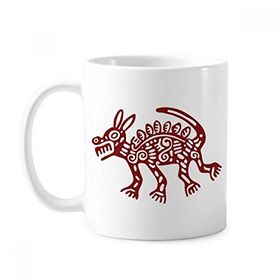 Dıythinker 350 ml Meksika Totems Meksika Vahşi Hayvan Antik Medeniyet Klasik Beyaz Çömlek Seramik Saplı Kupa