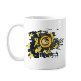 Dıythinker 350 ml Miaoji Boyama Suluboya Kedi Ay İnsanlar Boya Fırçası Kupa Beyaz Seramik Kupa