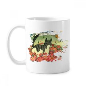 Dıythinker 350 ml Miaoji Boyama Suluboya Kedi Çiçekleri Şehir Boyama Fırçası Kupa Beyaz Seramik Kupa