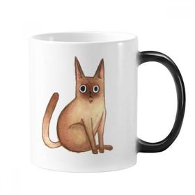 Dıythinker 350 ml Miaoji Boyama Suluboya Kedi Siyam Değişen Renk Kupa