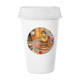 Dıythinker 350 ml Miaoji Boyama Suluboya Kedi Yünü Büyükanne Klasik Kupa