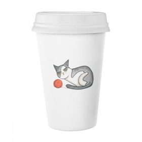 Dıythinker 350 ml Miaoji Boyama Suluboya Kukla Kedi Klasik Kupa