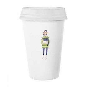 Dıythinker 350 ml Miaoji Resim Kedi Meganekko Kız Klasik Kupa