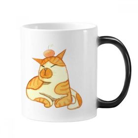 Dıythinker 350 ml Miaoji Turuncu Kedi Boyama Suluboya Değişen Renk Kupa