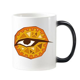 Dıythinker 350 ml Mısır Kültürü Kırmızı Sarı Göz Totem Soyut İllüstrasyon Desen Değişen Renk Kupa