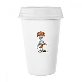Dıythinker 350 ml Mısır Mumya Horus Köpek Şapkası Klasik Kupa Beyaz Çömlekçilik Seramik Kupa