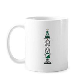 Dıythinker 350 ml Mısır Mumya Horus Noel Ağacı 01 Klasik Beyaz Çömlek Seramik Saplı Kupa