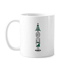 Dıythinker 350 ml Mısır Mumya Horus Noel Ağacı 01 Klasik Beyaz Çömlek Seramik Saplı Kupa
